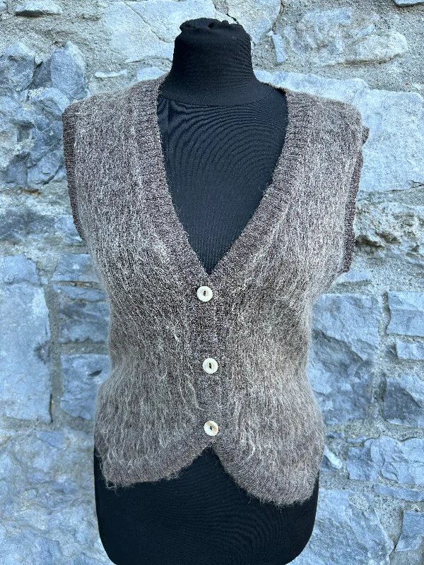 80s brown furry waistcoat uk 10