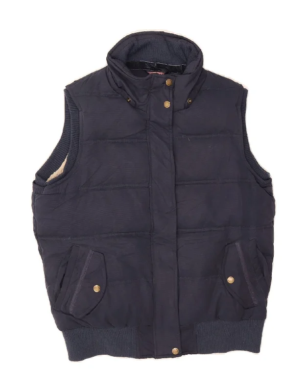 FAT FACE Womens Padded Gilet UK 14 Large Navy Blue Polyester