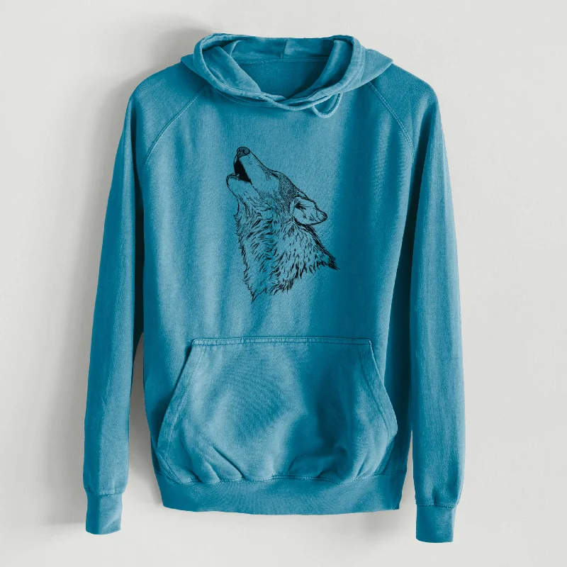 Oversized HoodiesCanis lupus - Grey Wolf Howling  - Mid-Weight Unisex Vintage 100% Cotton Hoodie