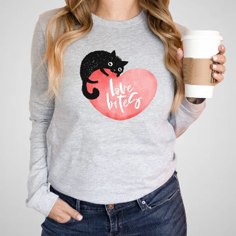 Love Bites, Cat Fangs, Heart - Adult Unisex Long Sleeve Tee