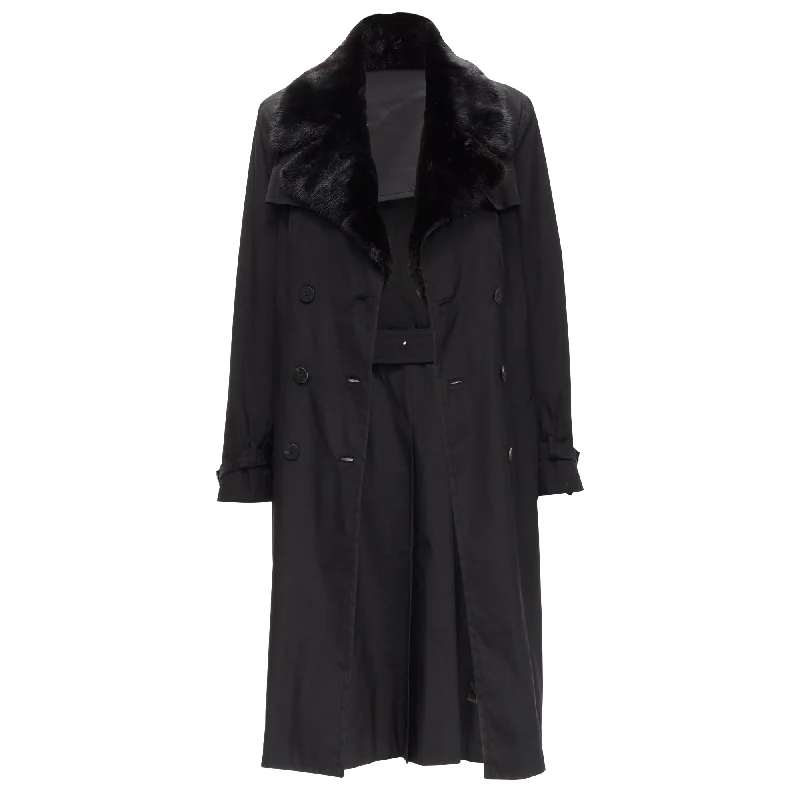 Artist OvercoatsFendi fur collar silk trench coat