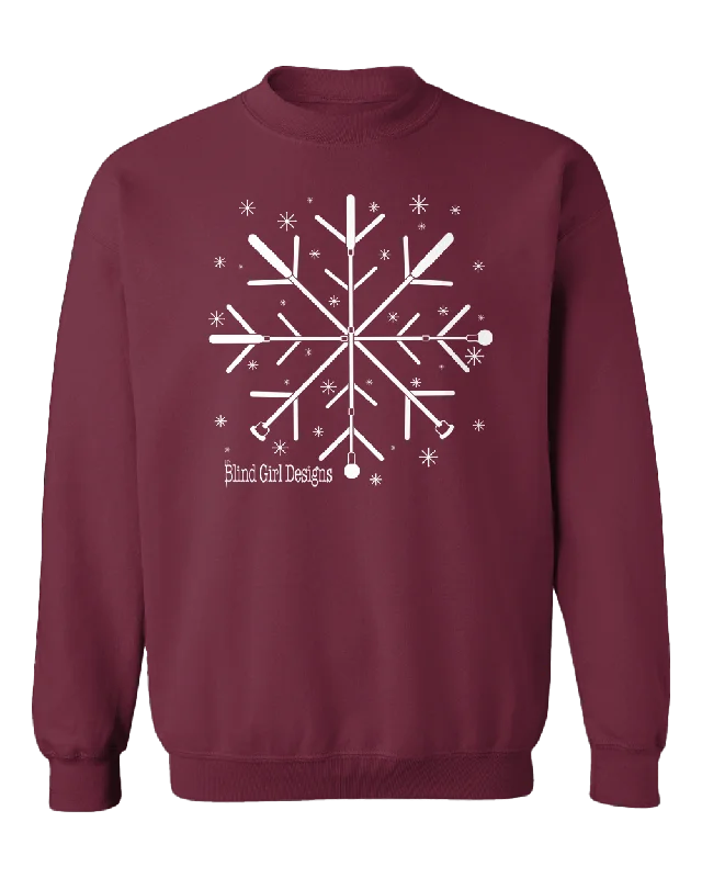 Urban HoodiesNew 3D! Super Tactile Snowflake White Cane Crew Sweatshirt - Deep Berry