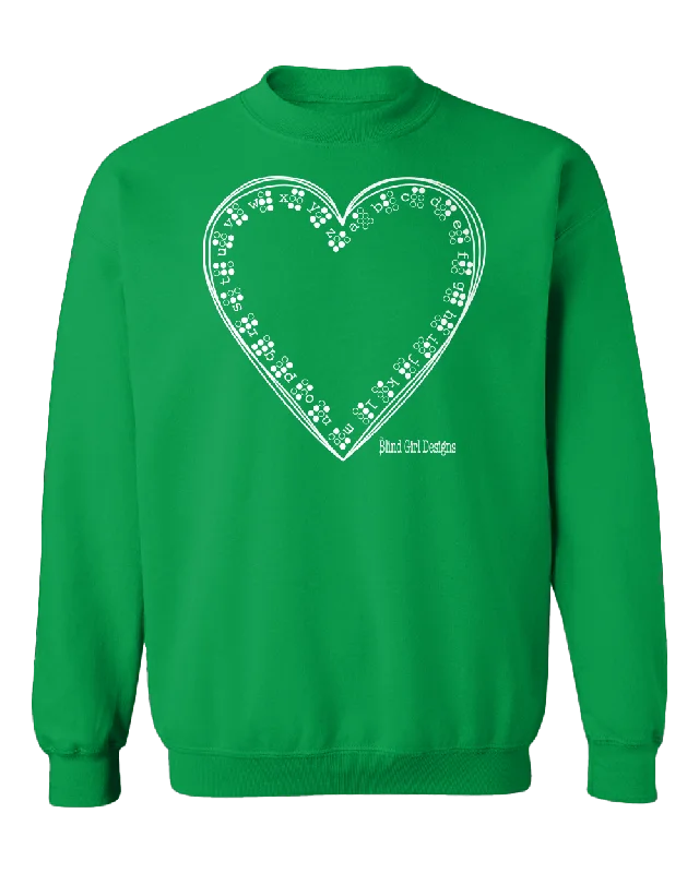 Travel Sweatshirts3D Tactile Braille Heart Sweatshirt - Irish Green