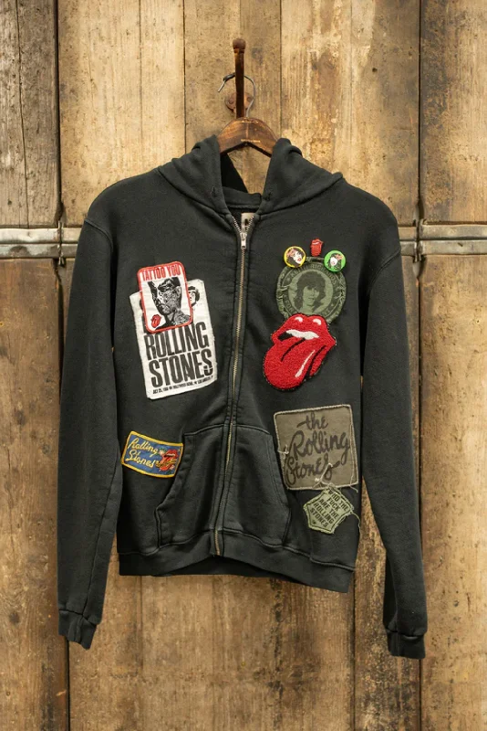 Athletic HoodiesMADEWORN ROLLING STONES ZIP HOODIE IN COAL