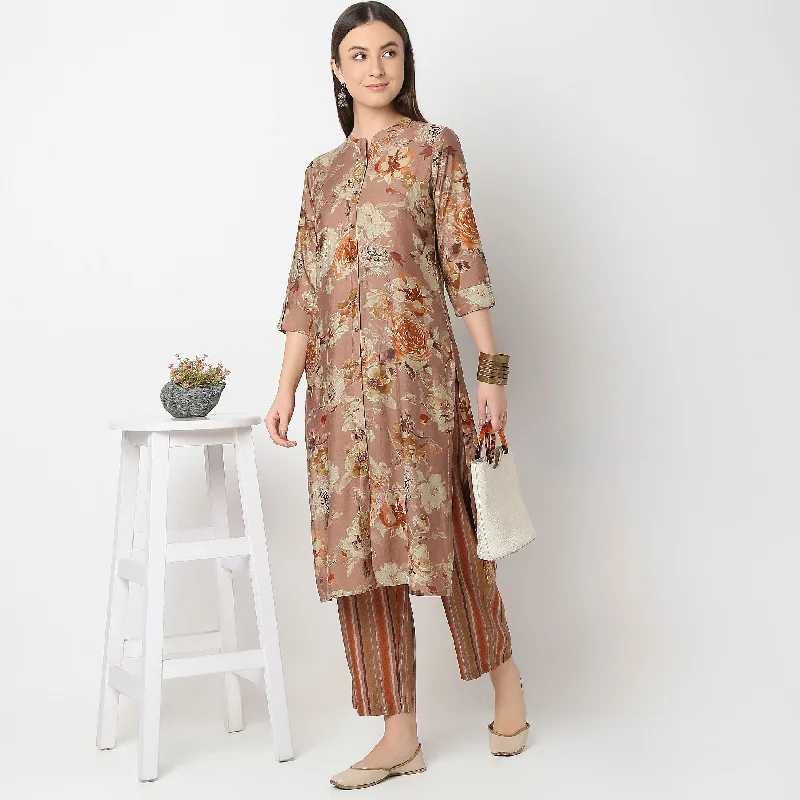 Regular Fit Printed Kurta with Pant Set