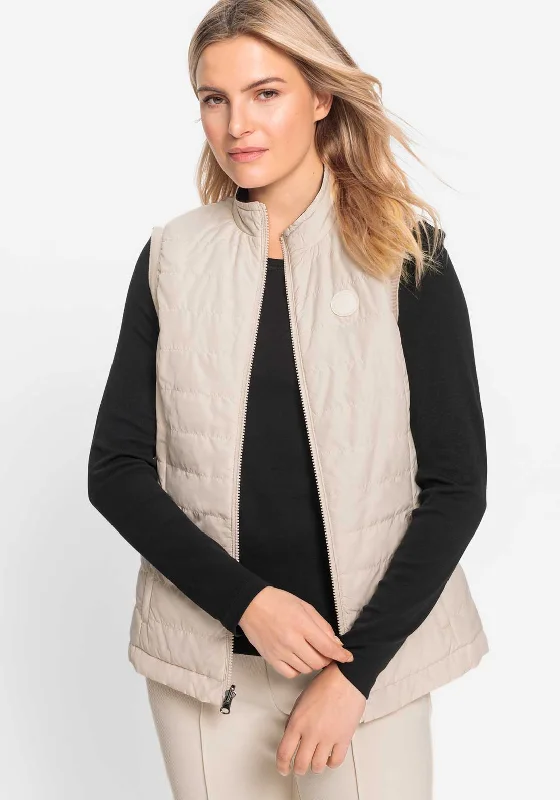 Olsen Padded Reversible Gilet, Black and Beige