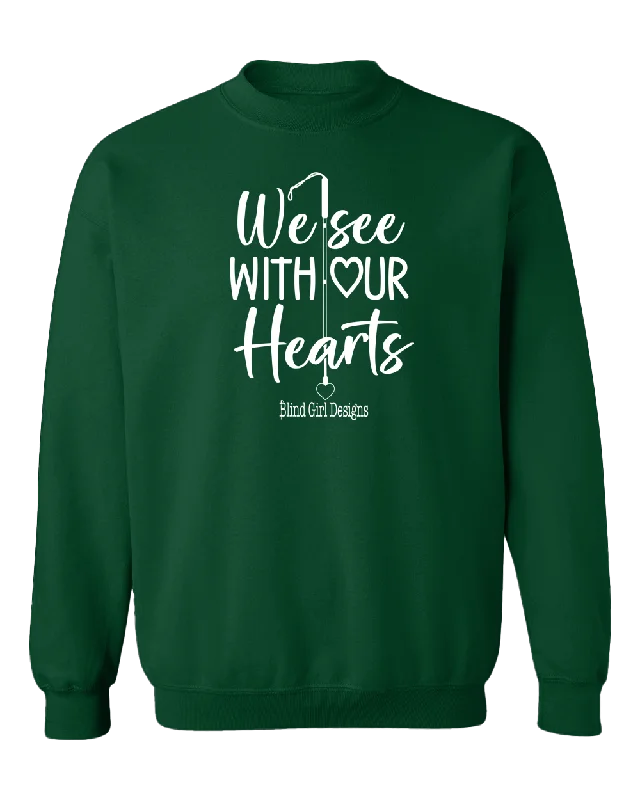 Cropped Hoodies3D We See With Our Hearts Sweatshirt - Deep Forest Green