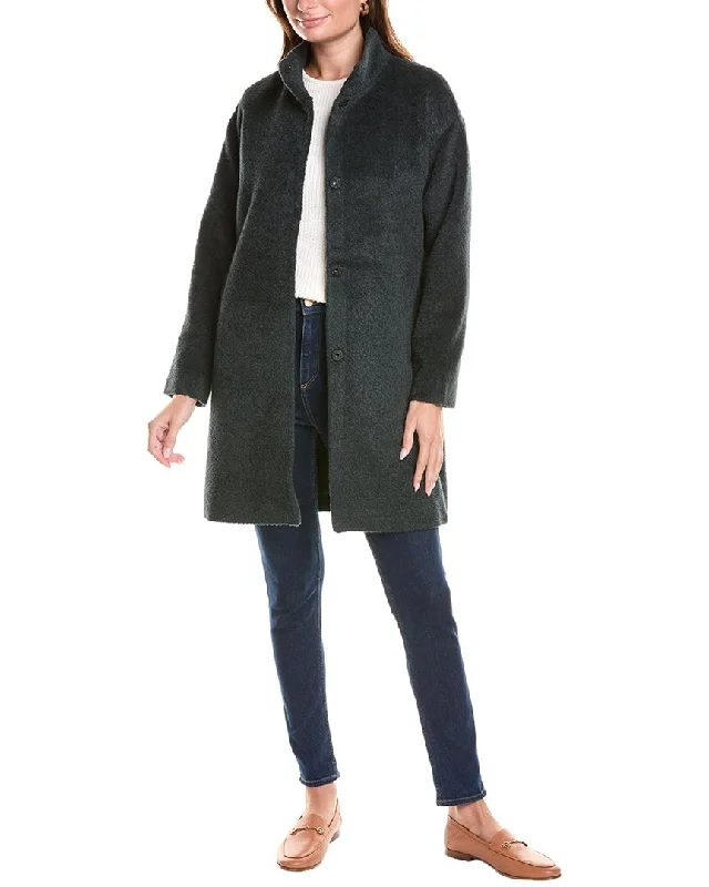 Casual OvercoatsEILEEN FISHER Stand Collar Wool & Alpaca-Blend Coat