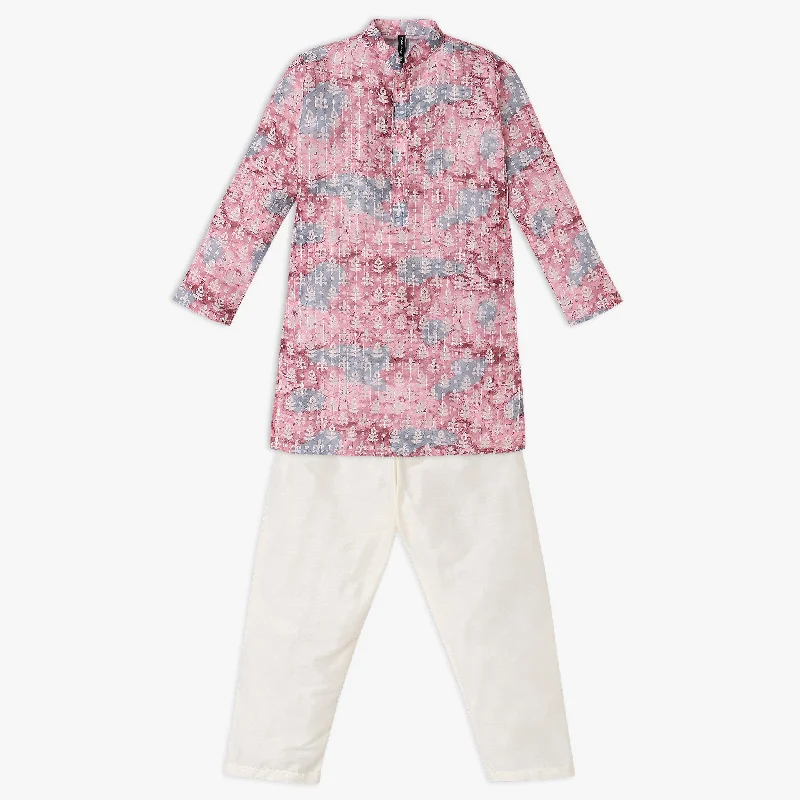 Boys Regular Fit Printed Kurta with Pant Set