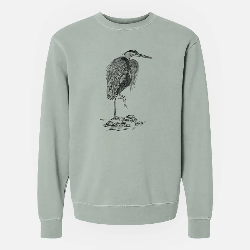 Velour SweatshirtsArdea herodias - Great Blue Heron - Unisex Pigment Dyed Crew Sweatshirt