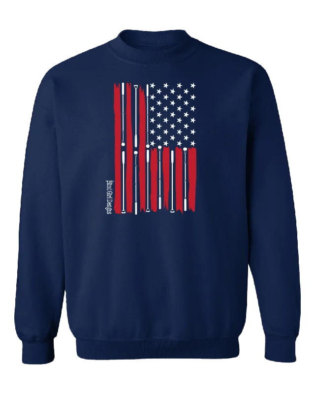 Designer SweatshirtsBeautiful American flag crew sweatshirt navy blue