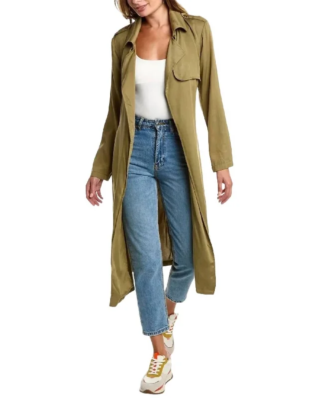 Sheer OvercoatsPieces Of Me Trenchcoat In Dark Olive