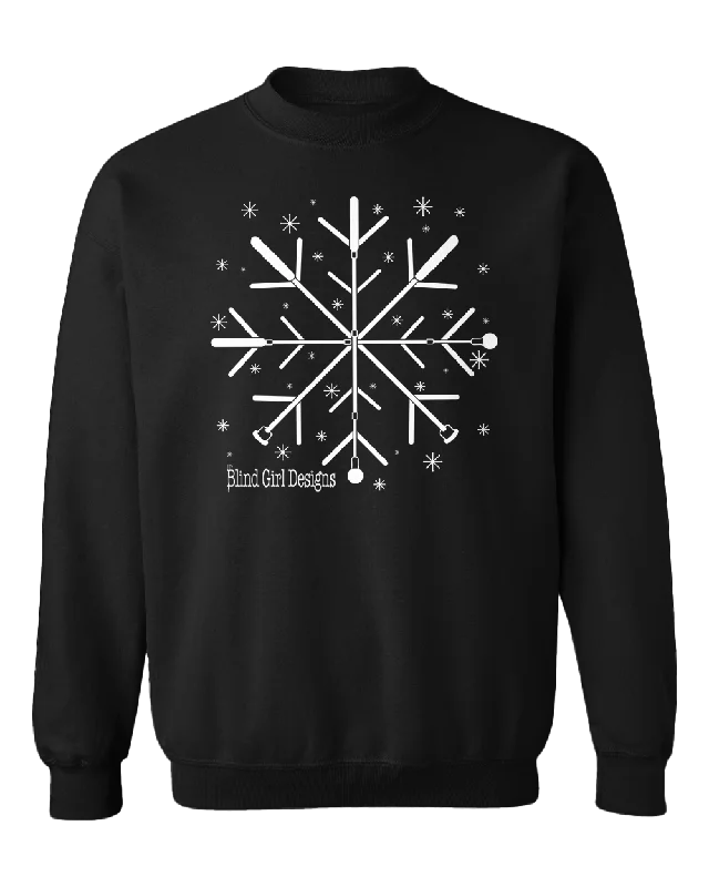 Skateboard SweatshirtsTactile Snowflake White Cane Crew Sweatshirt - Black