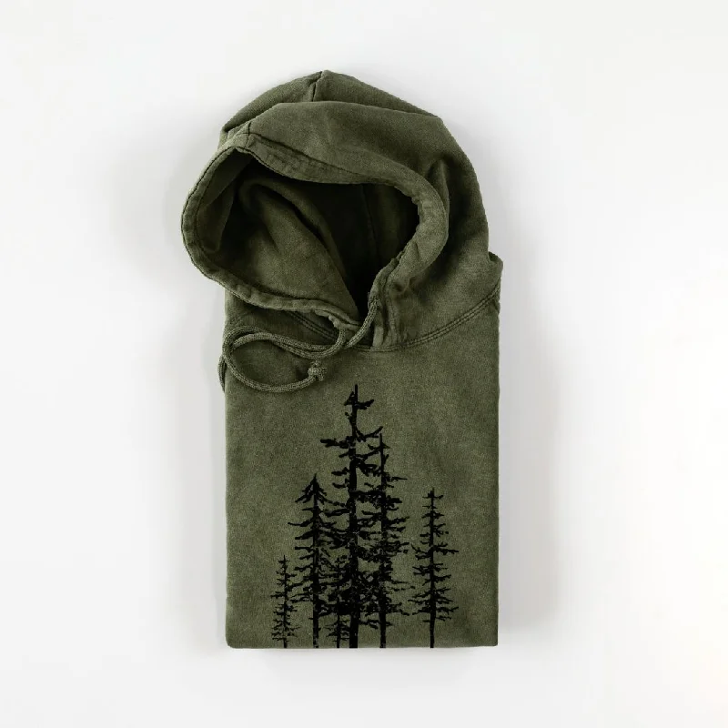 Hiking HoodiesEvergreen Trees  - Mid-Weight Unisex Vintage 100% Cotton Hoodie