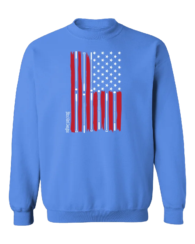 Luxury HoodiesBeautiful American flag crew sweatshirt Carolina blue (a deep light blue)