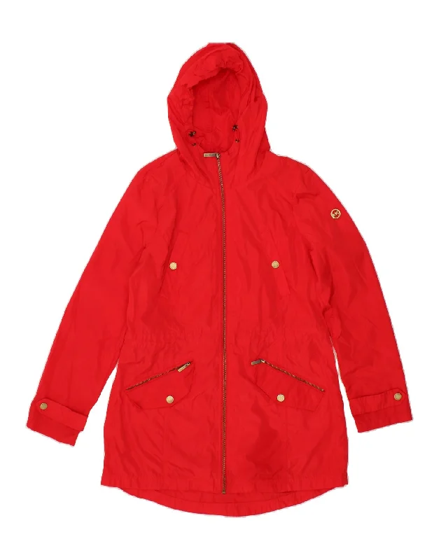 Punk OvercoatsMICHAEL KORS Womens Hooded Raincoat UK 10 Small Red