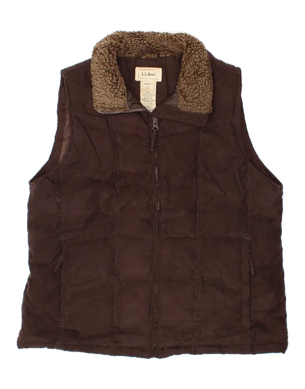 L.L.BEAN Womens Padded Gilet UK 16 Large Brown Polyester