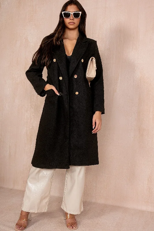 Streetwear OvercoatsAriel Black Longline Belted Coat