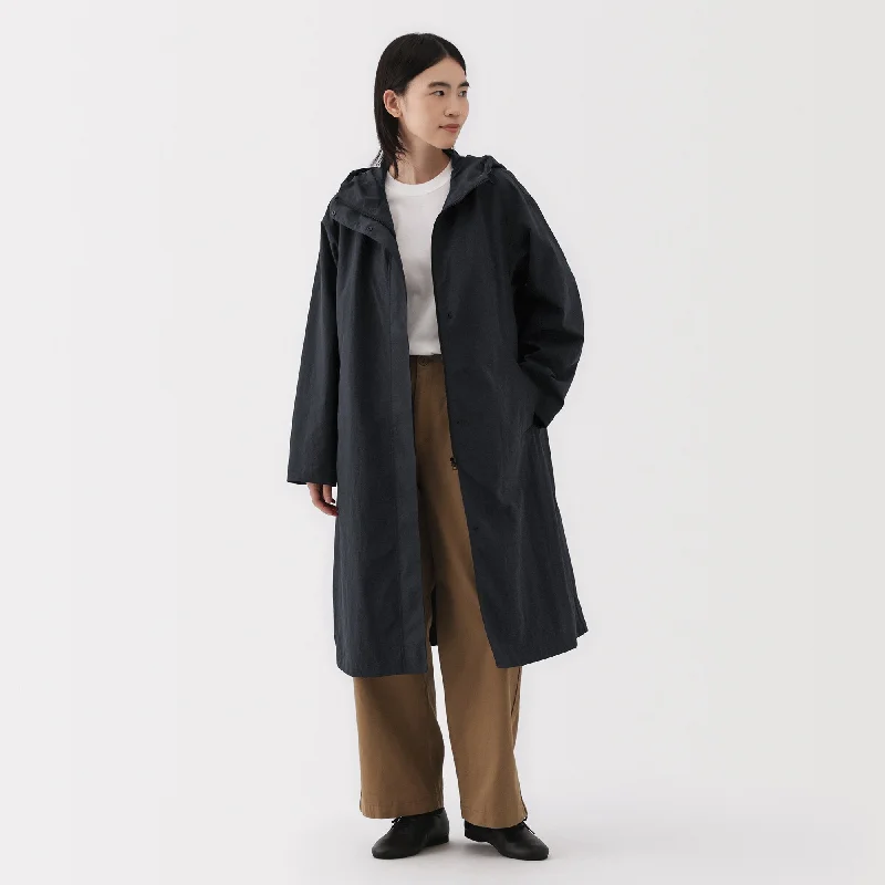 Ribbed Cuff OvercoatsWomen's Water Repellent Hooded Coat