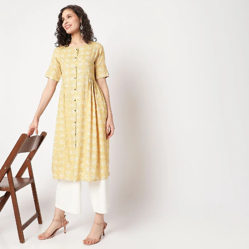 Flare Fit Printed Kurta with Pant Set