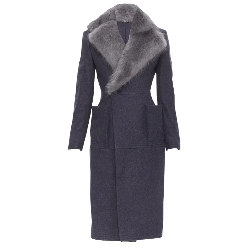 Running OvercoatsThom Browne beaver fur collar wool felt silk lined coat