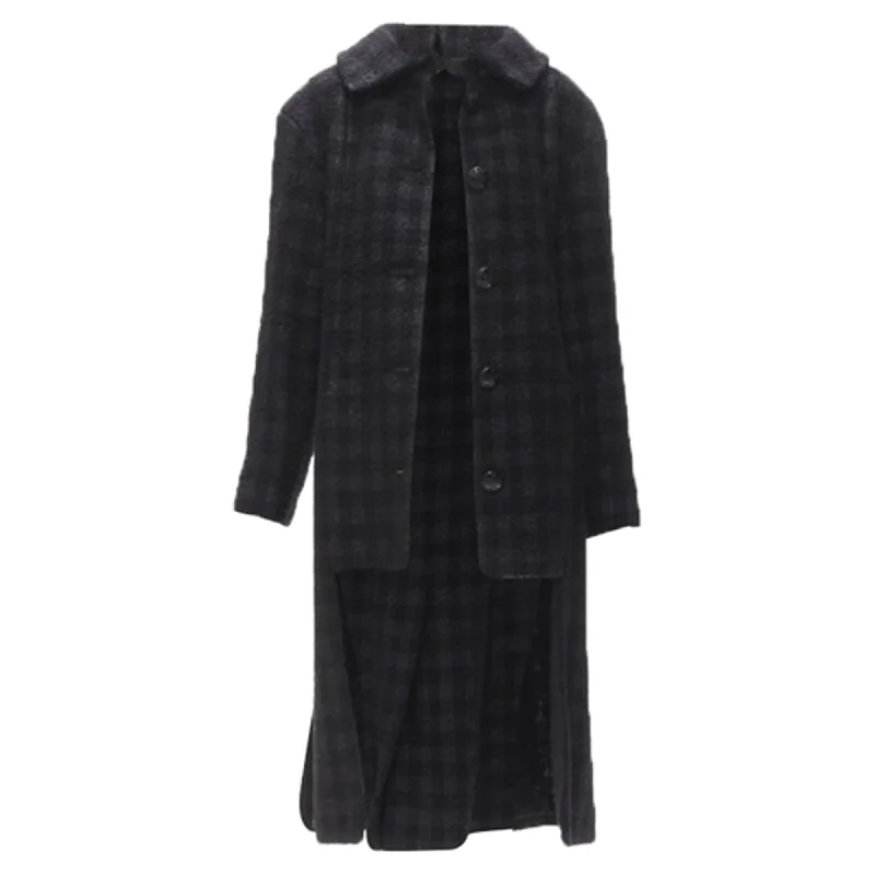 Cropped OvercoatsChanel lurex check tweed Globe CC button high low coat