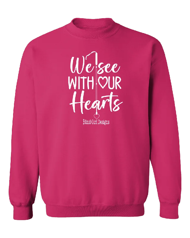 Printed Sweatshirts3D We See With Our Hearts Sweatshirt - Vibrant Pink