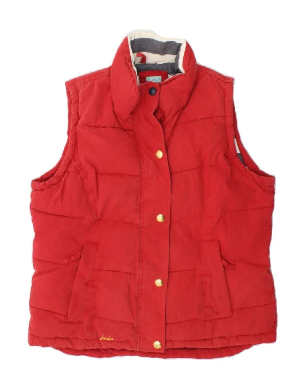 JOULES Womens Padded Gilet UK 14 Large Red Cotton