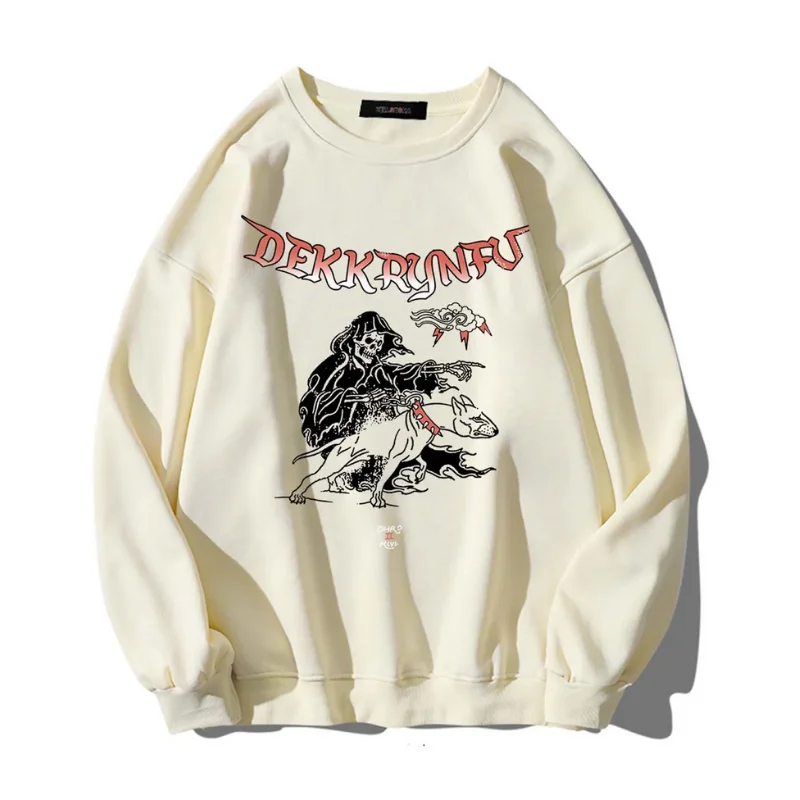 Painted HoodiesHip Hop Creative Skull Letter Print Sweatshirt