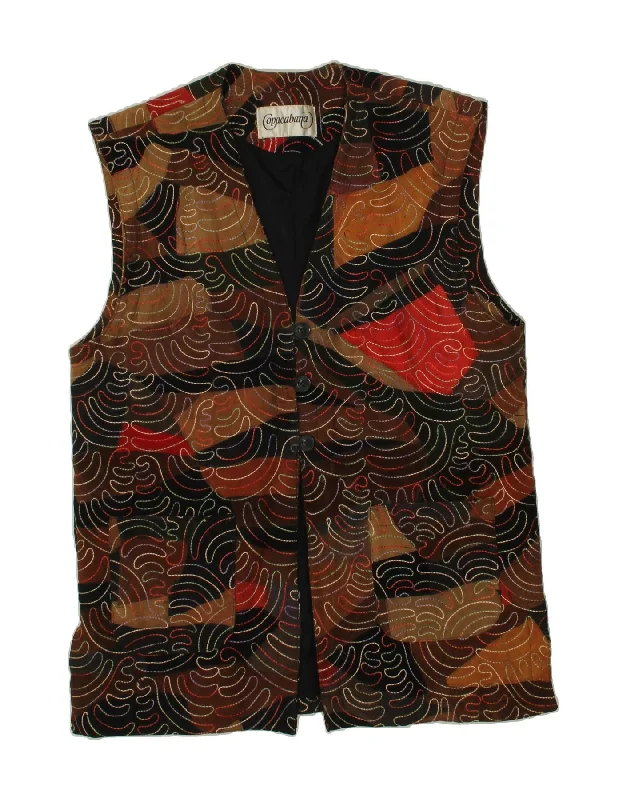 COPACABANA Womens Leather Gilet EU 44 XL Multicoloured Patchwork Leather