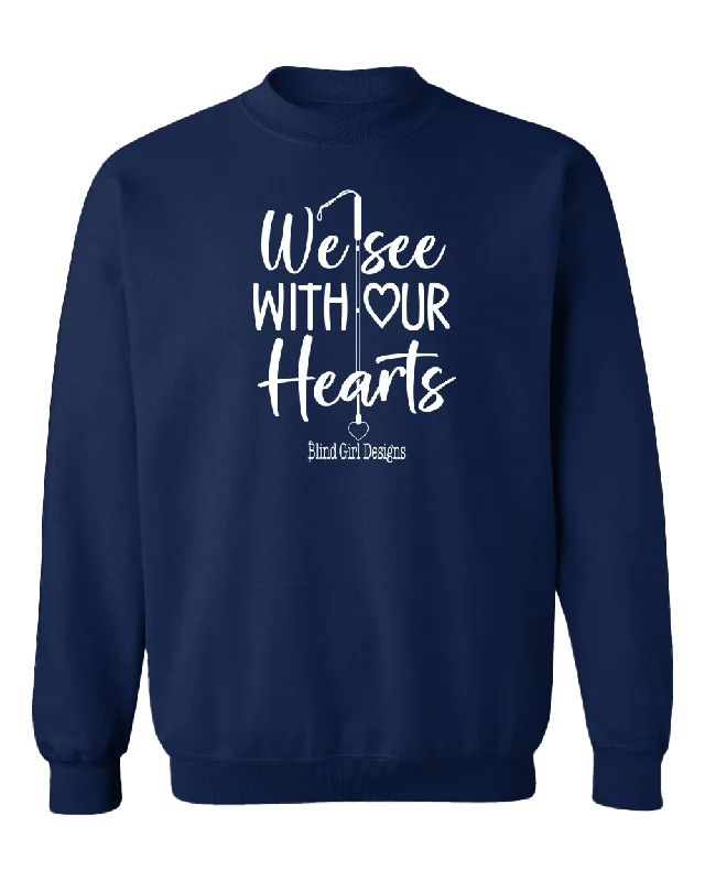 Hooded Sweatshirts3D We See With Our Hearts Sweatshirt - Navy Blue