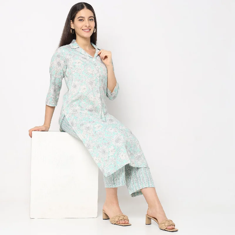 Flare Fit Printed Kurta with Palazzo Set