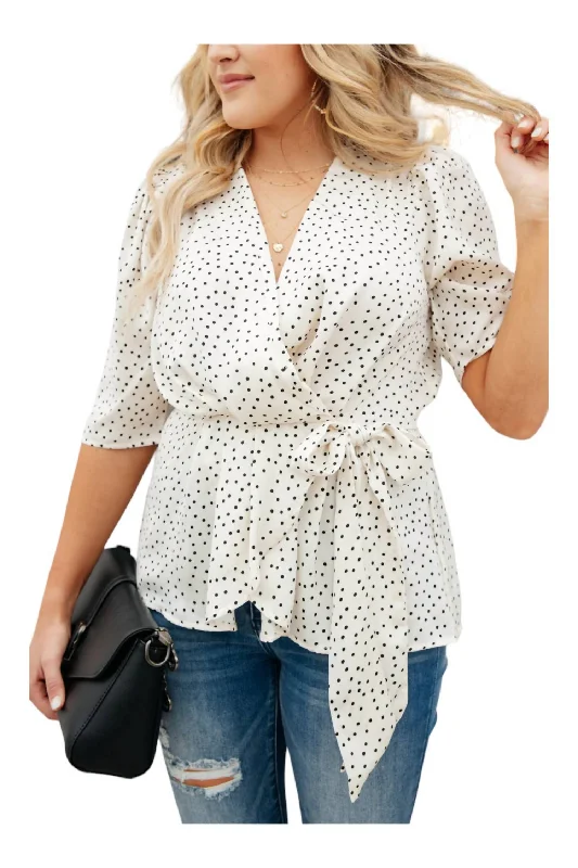 All Set Polka Dot Top In White