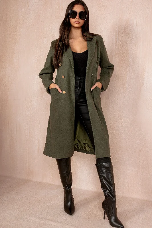 Urban OvercoatsAriel Khaki Longline Belted Coat