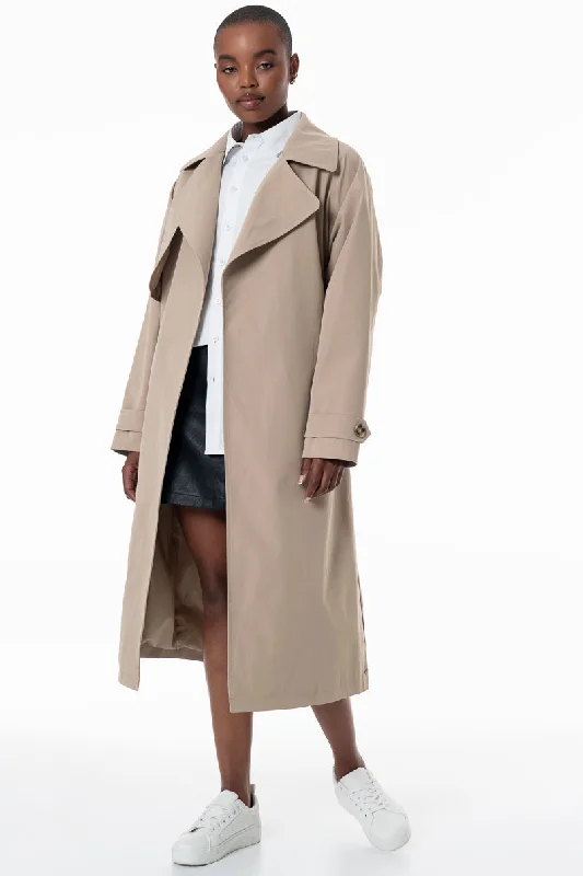 Leather-Paneled OvercoatsTrench Coat _ 155524 _ Stone