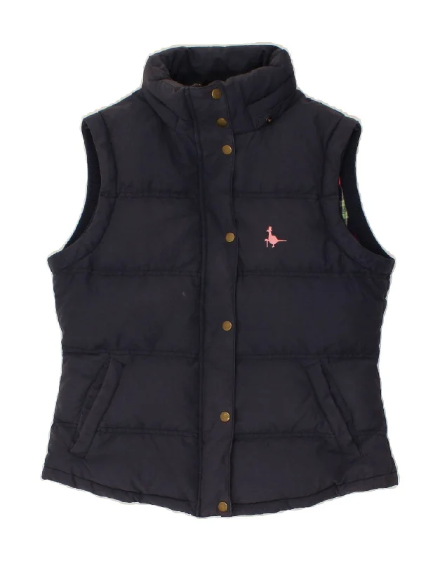 JACK WILLS Womens Padded Gilet UK 10 Small Navy Blue Cotton