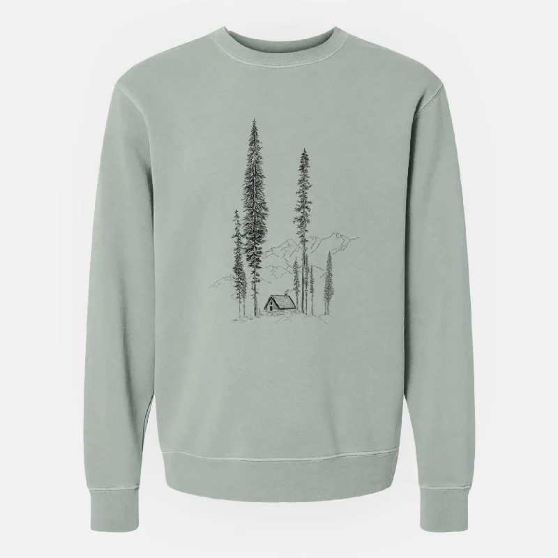 Ribbed Cuff HoodiesMountain Pine Cabin Retreat - Unisex Pigment Dyed Crew Sweatshirt