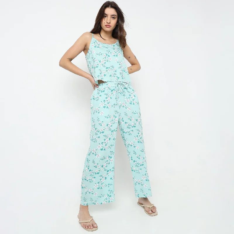 Regular Fit Floral T-shirt with Pyjama Sleepwear Set