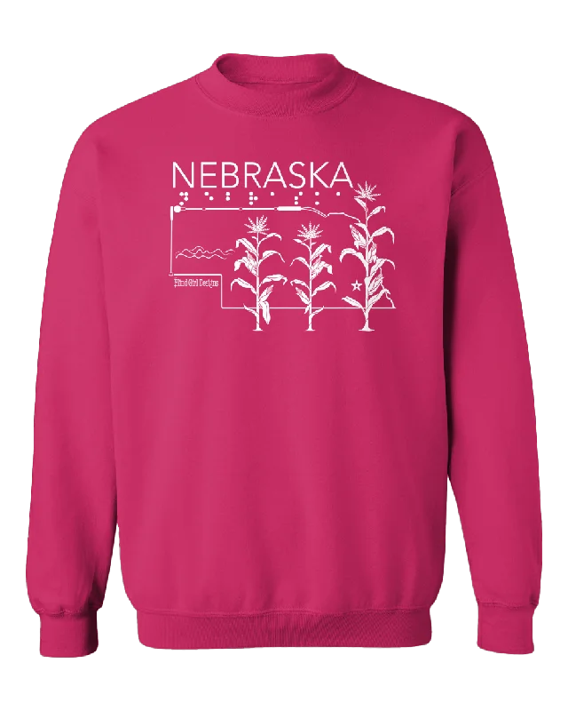 Thermal HoodiesNew 3D Tactile! Nebraska State Sweatshirt - Pink