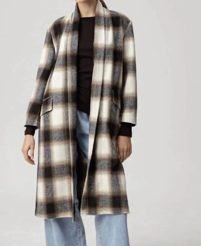 Pocketed OvercoatsAlaska Coat In Ash Brown Plaid