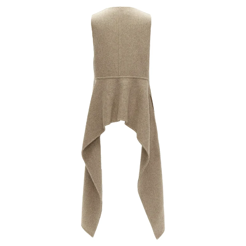 Marni taupe virgin wool blend high low hem vest coat