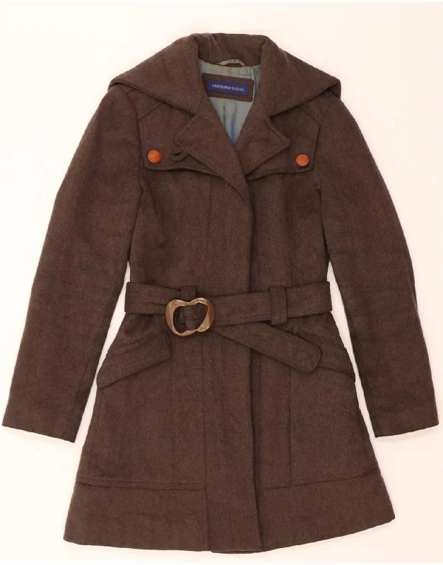 Cotton OvercoatsTRUSSARDI Womens Trench Coat IT 44 Medium Brown Wool