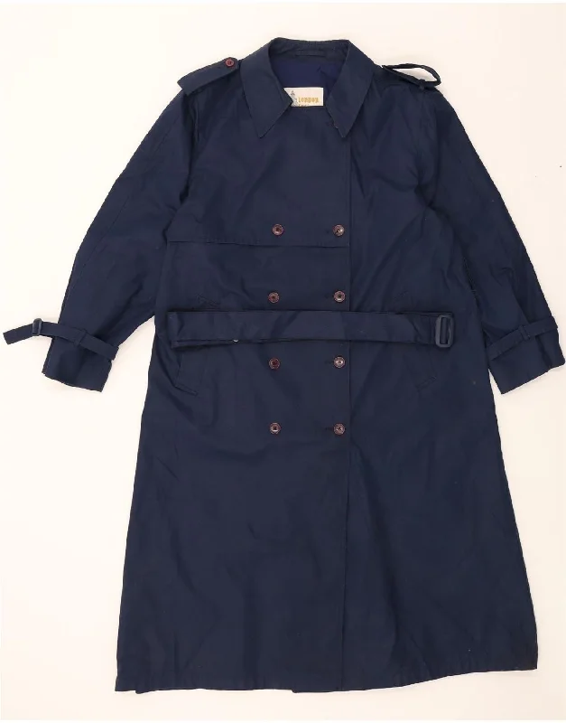 Glitter OvercoatsLONDON FOG Womens Trench Coat US 16 2XL Navy Blue Polyester