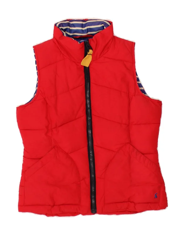 JOULES Womens Padded Gilet UK 10 Small Red Polyester