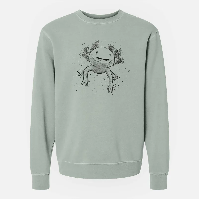 Reversible HoodiesAxolotl - Ambystoma mexicanum - Unisex Pigment Dyed Crew Sweatshirt