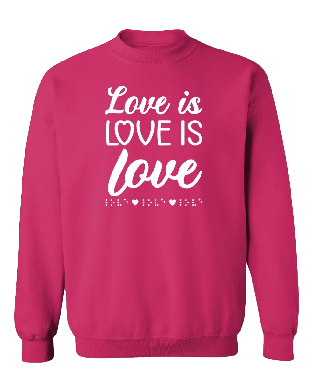 Velour Sweatshirts3D! Love is Love with Braille Sweatshirt - Vibrant Pink