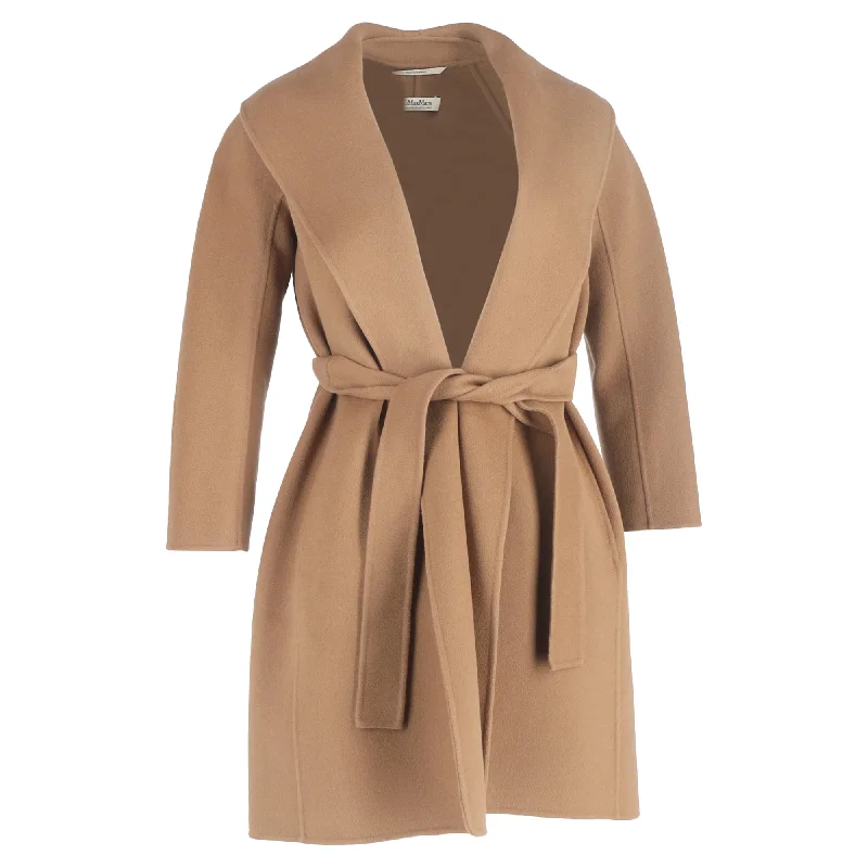 Leather OvercoatsS Max Mara Belted Shawl Coat in Brown Cashmere