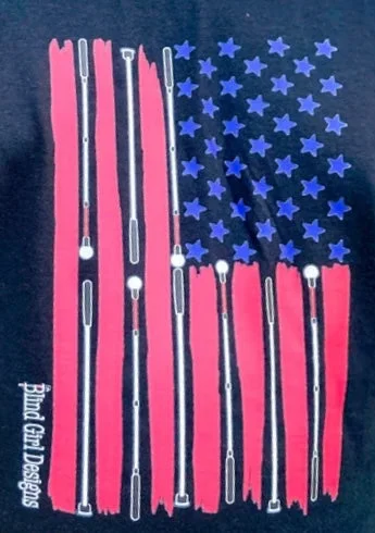 Hip-Hop HoodiesSale! American Flag White Cane Crew Sweatshirt Black