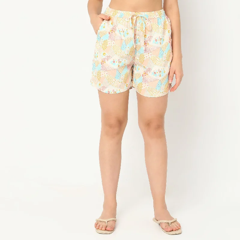 Regular Fit Printed T-shirt with Shorts Sleepwear Set