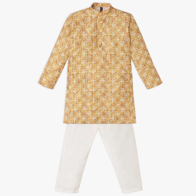 Boys Regular Fit Printed Kurta with Pant Set